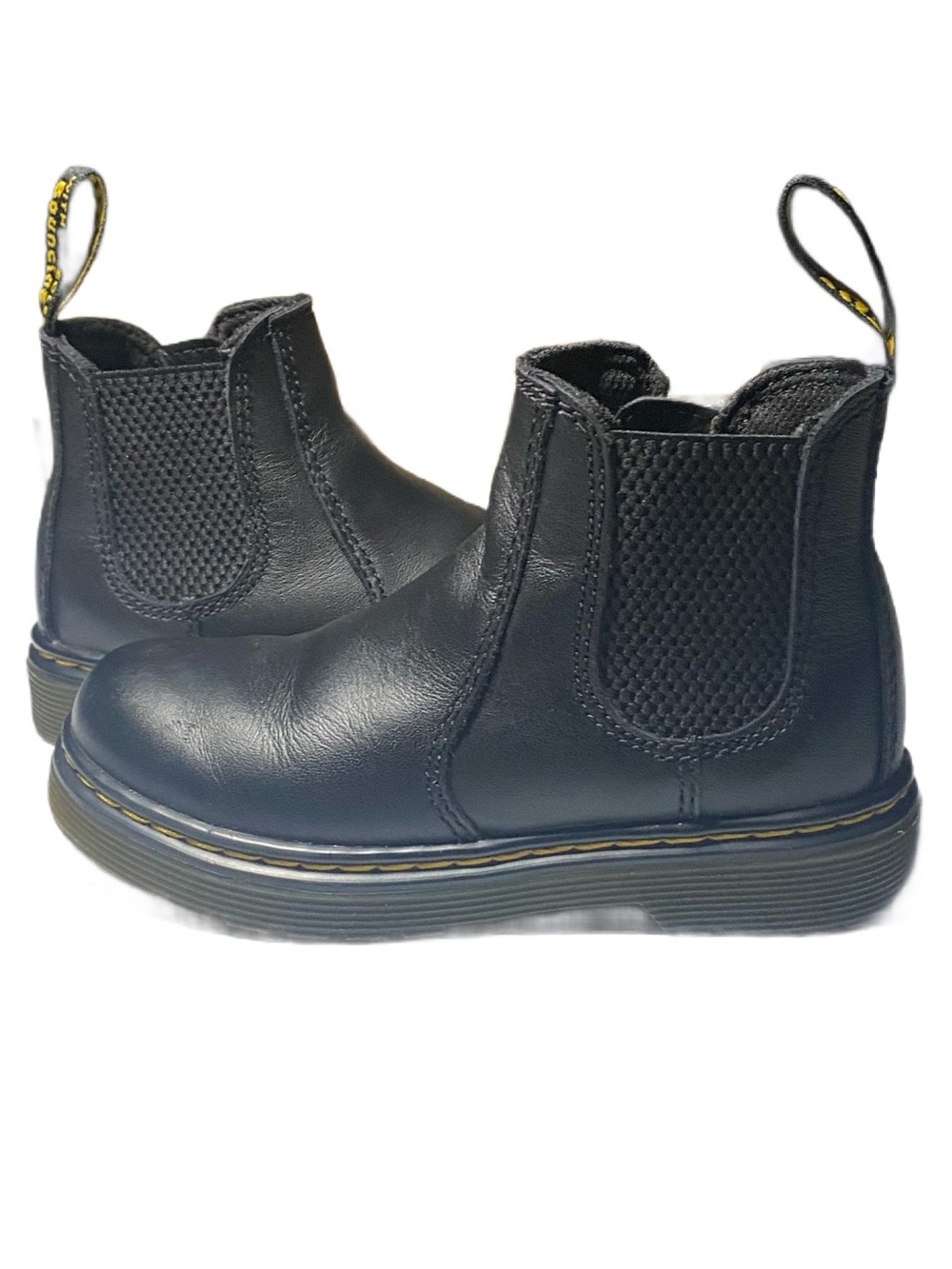 NWT Dr. Martens Kids Black Leather Pull On Boots With Inside Zipper 1460T Size 1